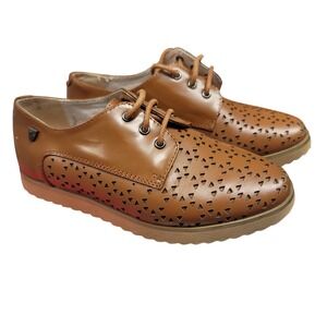 VENETTINI Becca Kids Brown Leather Perforated Oxford Shoes Size 30 Hand Made